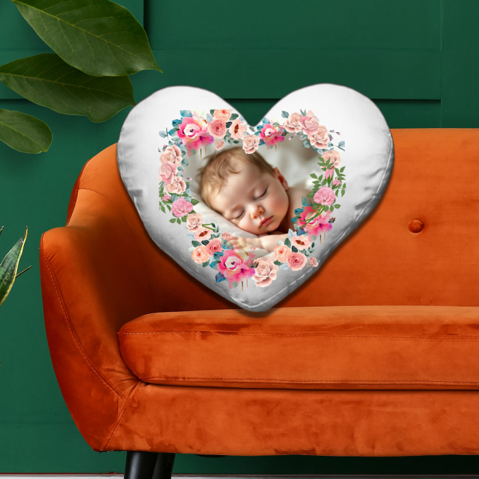 Pernă Personalizată Formă Inimă Motive Florale 4 [1]
