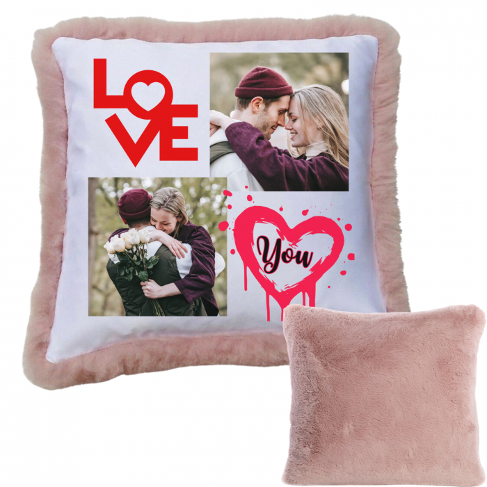 Pernă Personalizată Pufoasă Love You 2 Poze [1]