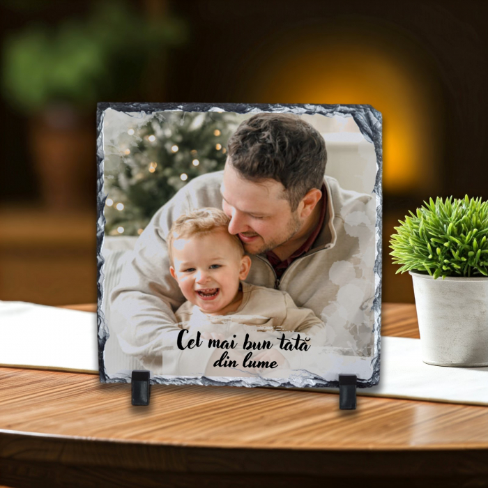 Placă Ardezie Personalizată Pătrată Cel mai bun Tată [1]