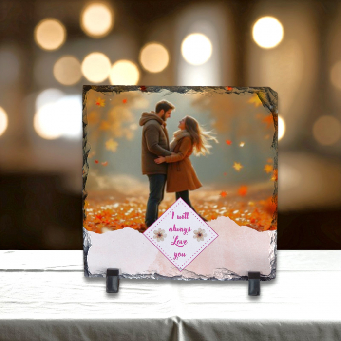 Placă Ardezie Personalizată Pătrată I Love You [1]