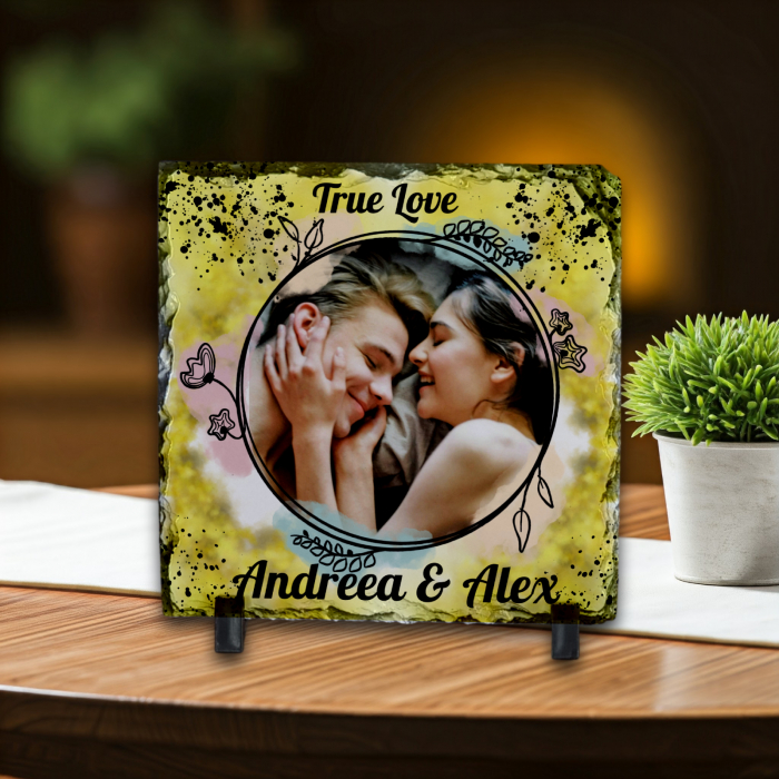 Placă Ardezie Personalizată Pătrată True Love [1]