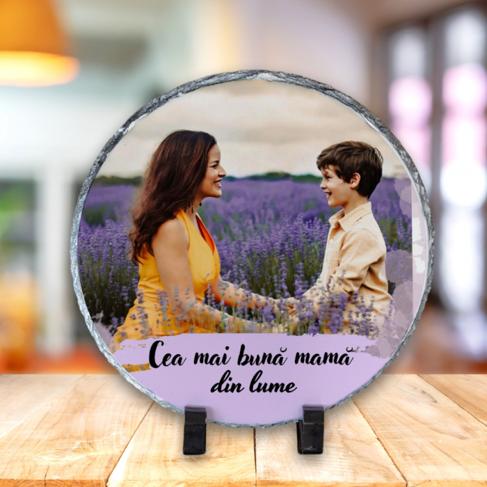 Placă Ardezie Personalizată Rotundă Cea mai Bună Mamă [1]