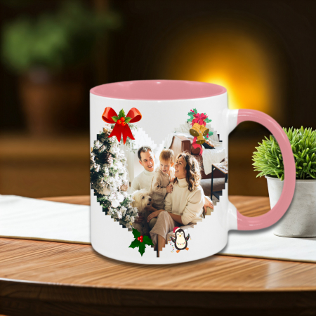 Cană Cu Interior și Toartă Colorată - Cană Personalizată Crăciun-Toartă și Interior Colorate