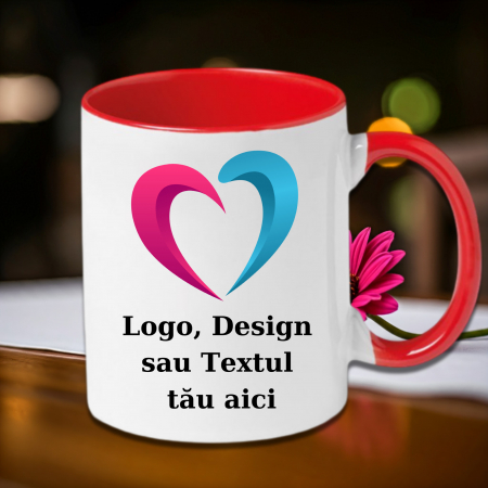 Cană Cu Interior și Toartă Colorată - Cană Personalizată Design Propriu Toartă și Interior Colorate