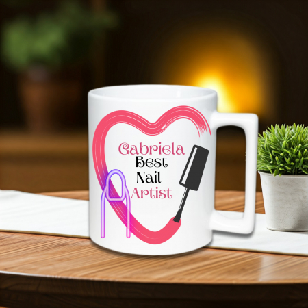 Cana Alba Personalizata - Cană Personalizată Toartă Dreptunghiulară Nail Artist