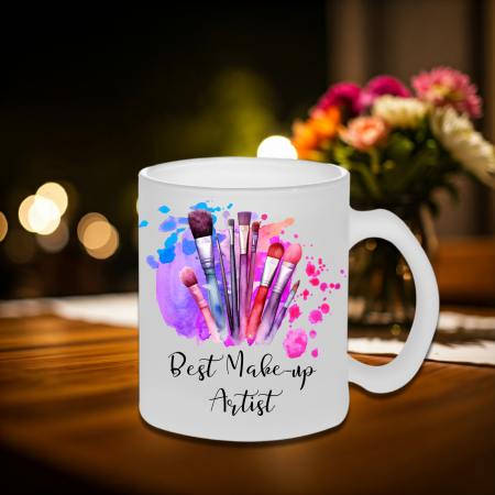 Cană Sablată Personalizată - Cană Personalizată Sticlă Sablată Make-up