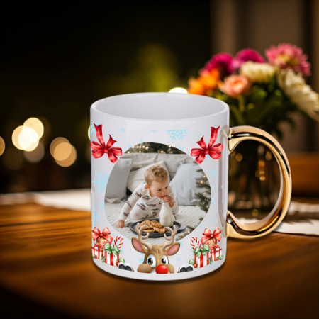 Crăciun - Cană Personalizată Mâner Auriu Crăciun