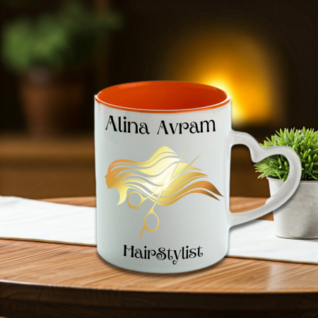 Cană Toartă Inimă - Cană Personalizată Toartă Inimă HairStylist