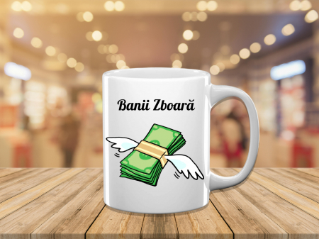 Cana Alba Personalizata - Cană Personalizată Banii Zboară