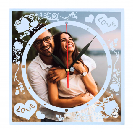 Ceasuri Personalizate - Ceas Love Personalizat cu Poza  Ta din Sticla