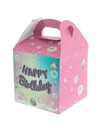 Cadouri Personalizate - Cutie cani cu maner HAPPY BIRTHDAY roz