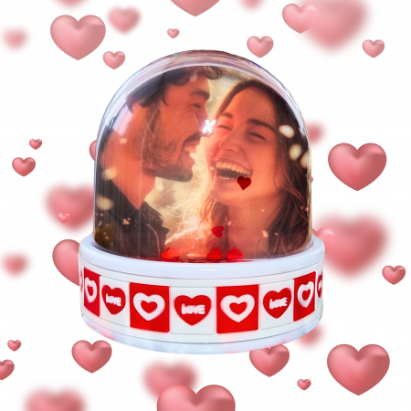 Glob Personalizat Love Roșu, Cu 2 Poze, Inimi Și Lumini [1]