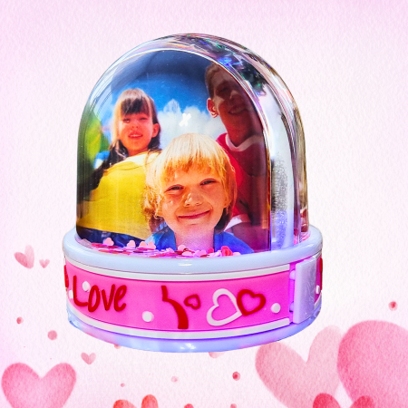 Glob Personalizat Love Roz, Cu 2 Poze, Inimi Și Lumini [1]