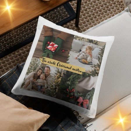Pernă personalizată Formă Pătrată - Pernă Personalizată Crăciun 3