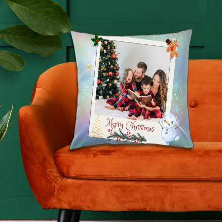 Pernă personalizată Formă Pătrată - Pernă Personalizată Holografică Crăciun