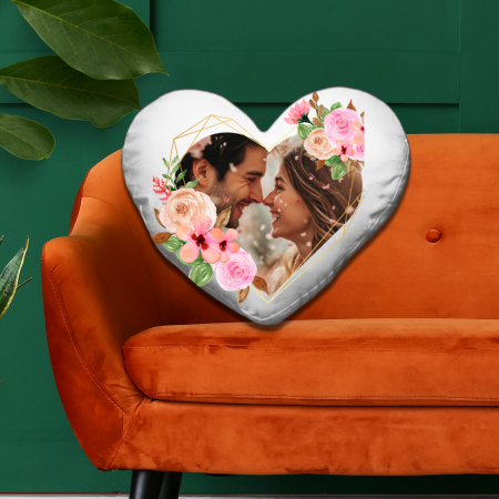 Perne Personalizate - Pernă Personalizată Formă Inimă Motive Florale 1