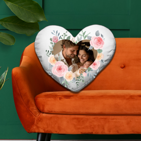 Perne Personalizate - Pernă Personalizată Formă Inimă Motive Florale 2