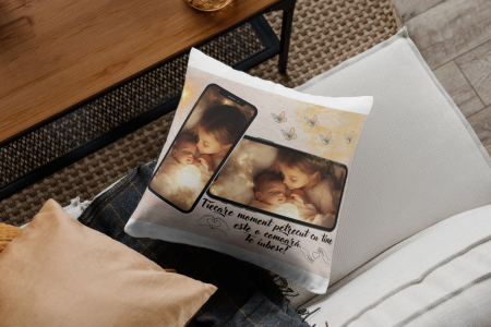 Pernă personalizată Formă Pătrată - Pernă Personalizată Momente Prețioase 1