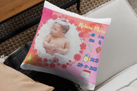 Cadouri Personalizate - Pernă Personalizată Nou Născut Fetiță