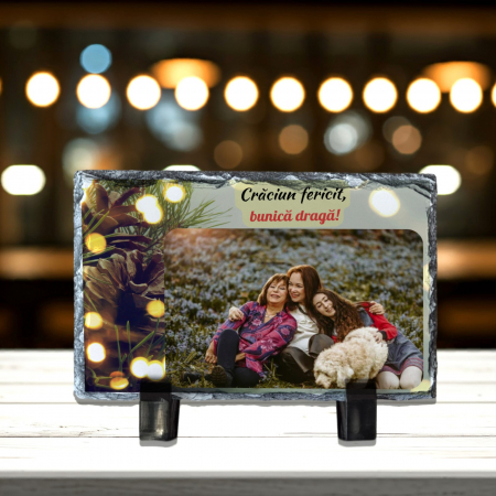 Ardezie Dreptunghiulară - Placă Ardezie Personalizată Dreptunghiulară Crăciun Bunică