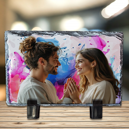 Ardezie Dreptunghiulară - Placă Ardezie Personalizată Dreptunghiulară- Fundal Explozie de Culori