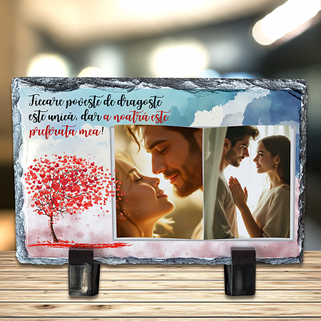 Ardezie Dreptunghiulară - Placă Ardezie Personalizată Dreptunghiulară- Poveste de dragoste