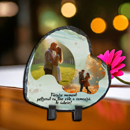 Placă Ardezie Personalizată - Placă Ardezie Personalizată Inimă Momente Prețioase 2