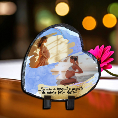 Placă Ardezie Personalizată - Placă Ardezie Personalizată Inimă Poveste