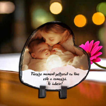 Placă Ardezie Personalizată - Placă Ardezie Personalizată Inimă Momente Prețioase