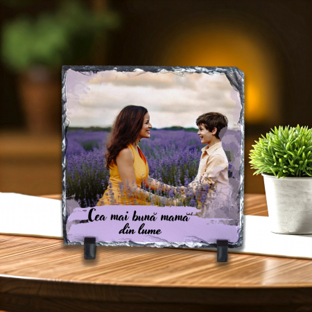 Ardezie Pătrată - Placă Ardezie Personalizată Pătrată Cea Mai Bună Mamă