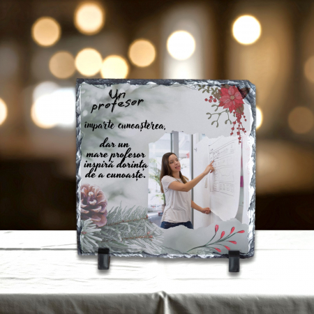 Ardezie Pătrată - Placă Ardezie Personalizată Pătrată Profesor-Motive Crăciun