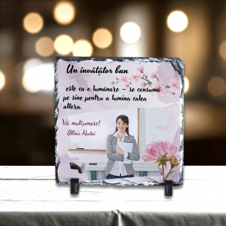 Placă Ardezie Personalizată - Placă Ardezie Personalizată Pătrată Învațător/Învățătoare