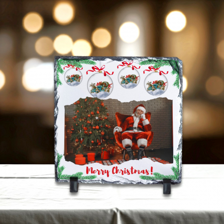 Placă Ardezie Personalizată - Placă Ardezie Personalizată Pătrată Crăciun