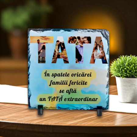 Ardezie Pătrată - Placă Ardezie Personalizată Pătrată Tata