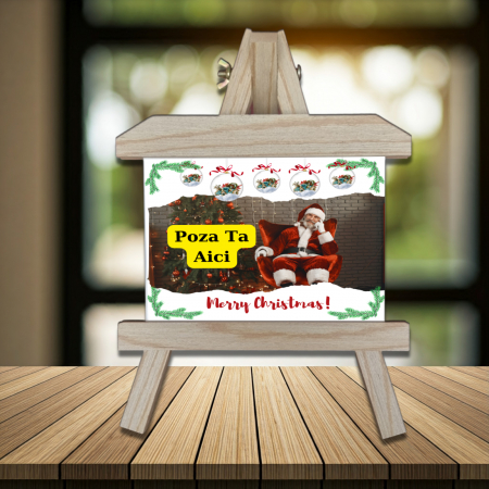 Șevalet Personalizat - Șevalet Foto Personalizat Orizontal Crăciun