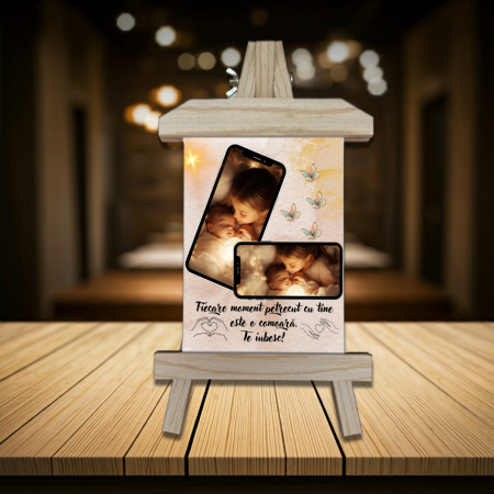 Șevalet Personalizat - Șevalet Foto Personalizat Vertical Momente Prețioase 1