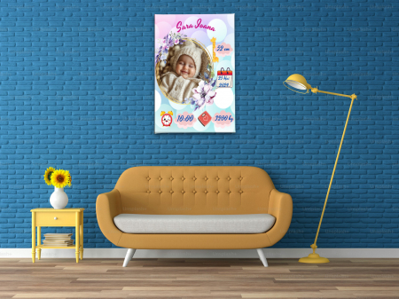Cadouri Personalizate - Tablou Canvas Personalizat Nou Născut Fetiță