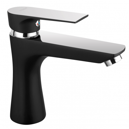 Baterii monocomanda - Baterie stativa lavoar Square Black /Crome