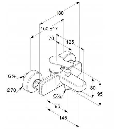 Baterie cada Kludi Pure & Easy 376810565, 1/2'', aparent, monocomanda, diverter, cartus ceramic, crom [2]