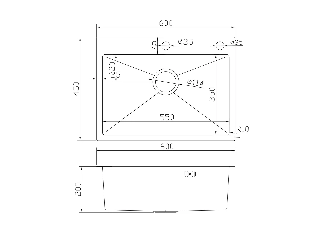 Chiuvetă 600 x 450  Nano PVD Black baterie + dozator [2]