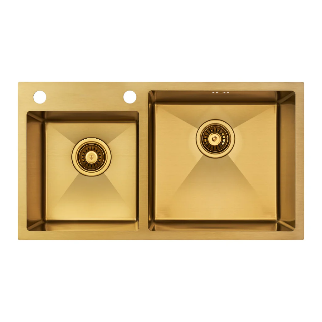 Chiuvetă 780 x 430 / 180 Nano PVD Gold baterie + dozator [2]