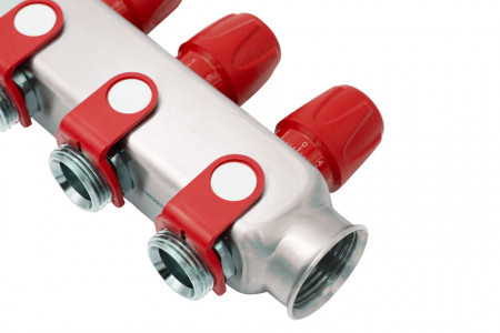 DISTRIBUITOR 3 CIRCUITE CU ROBINETI ROSU 1X3/4 [1]