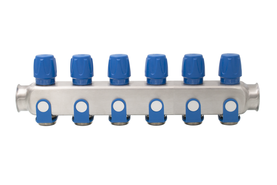 DISTRIBUITOR 6 CIRCUITE CU ROBINETI ALBASTRU 1X3/4 [1]
