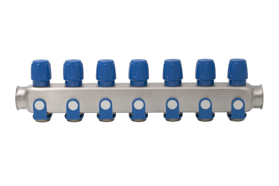 DISTRIBUITOR 7 CIRCUITE CU ROBINETI ALBASTRU 1X3/4 [1]