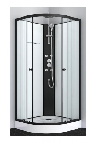Cabine de dus si cadite - Cabina de dus completa, semirotunda, fara plafon, 90x90x232cm