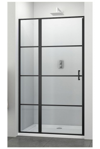 Amenajare baie - ELITE BLACK GRID - Usa batanta, 120cm