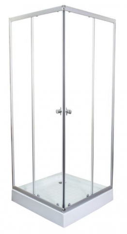Cabine de dus si cadite - Set cabina de dus+cadita joasa, patrata, 78x78x193cm