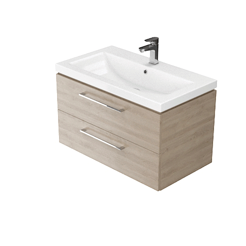 Lavoare pentru baie - SET MOBILIER+LAVOAR 80CM COMO LARA NUC