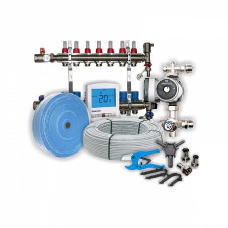 Kit complet incalzire prin pardoseala cu apa  pentru 70 m.p. + termostat WIFI