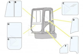 Parbrize si geamuri - Geam superior usa Cat 428E,F stanga